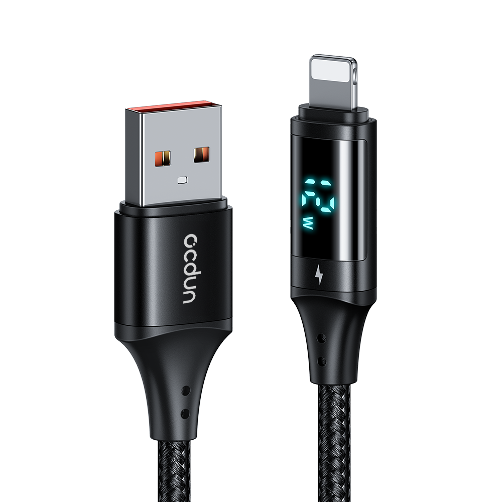 USB A to Lightning Cable with digital power display