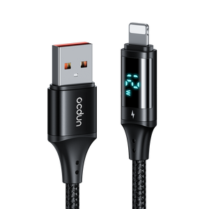 USB A to Lightning Cable with digital power display