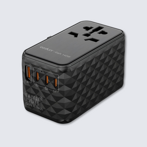 ocdun Universal Travel Adapter 70W GaN III | Worldwide Power Adapter with UK/US/EU/AU Plugs, 2 USB-C PD 70W, USB-A 60W, AC Socket