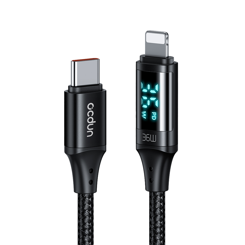 USB C to Lightning Cable with digital power display