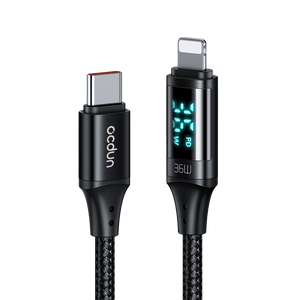 USB C to Lightning Cable with digital power display