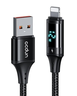 USB A to Lightning Cable with digital power display