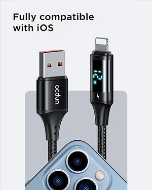 USB A to Lightning Cable with digital power display