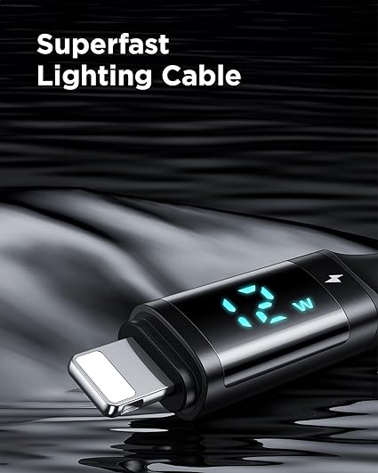 USB A to Lightning Cable with digital power display